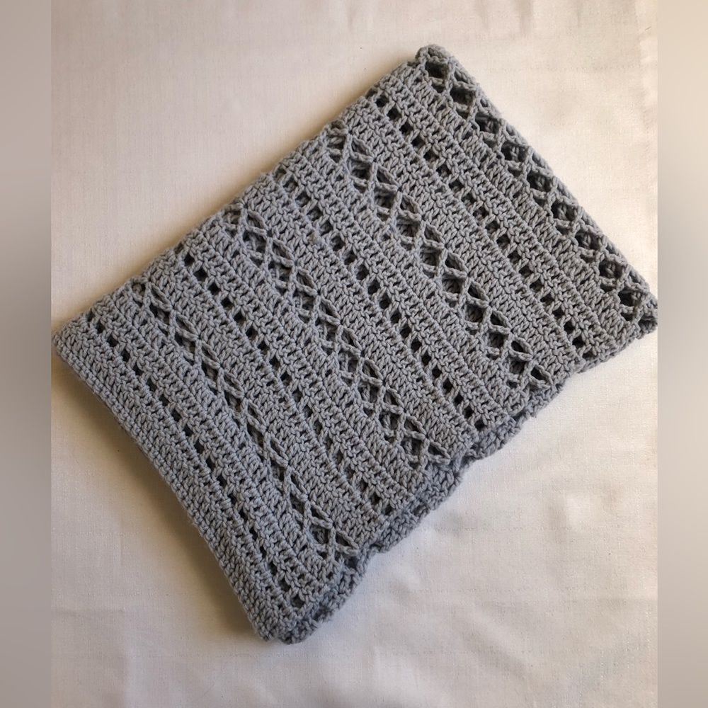 Light Blue Crochet Throw